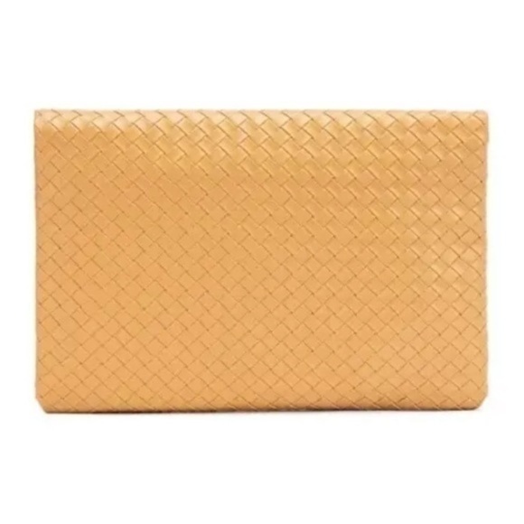 Giselle Paris Esme Woven Clutch Camel NWT